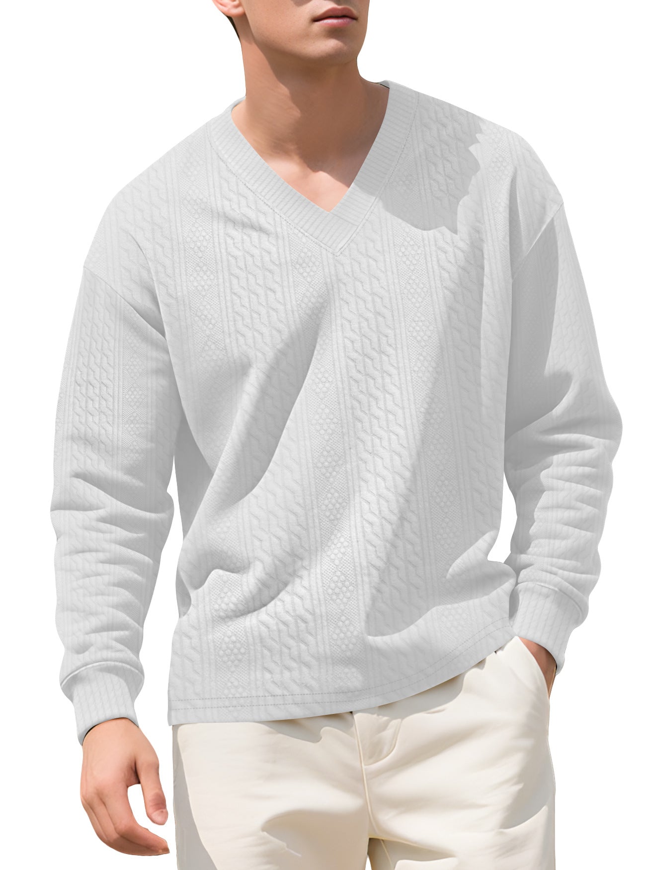 Men's Loose Long-sleeved Hoodie With Jacquard Trendy
