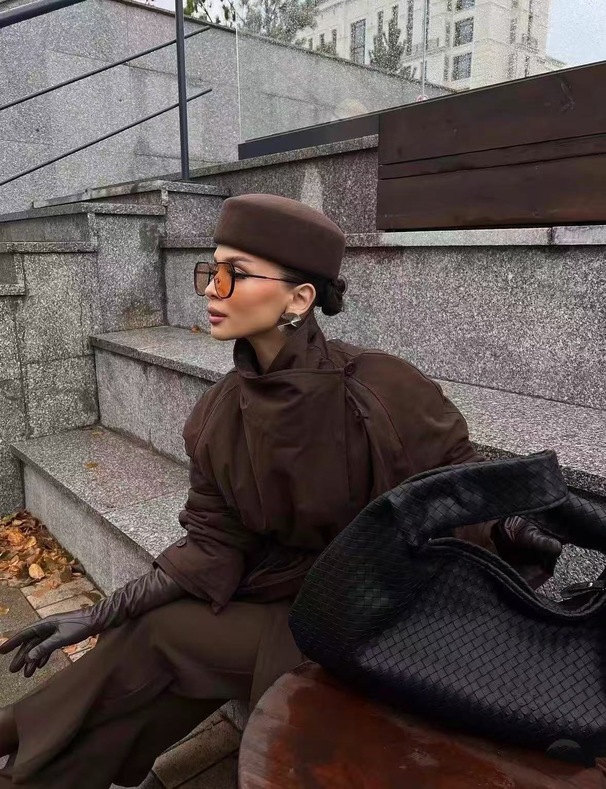 Beret Dark French-style Felt Bucket Hat For Women