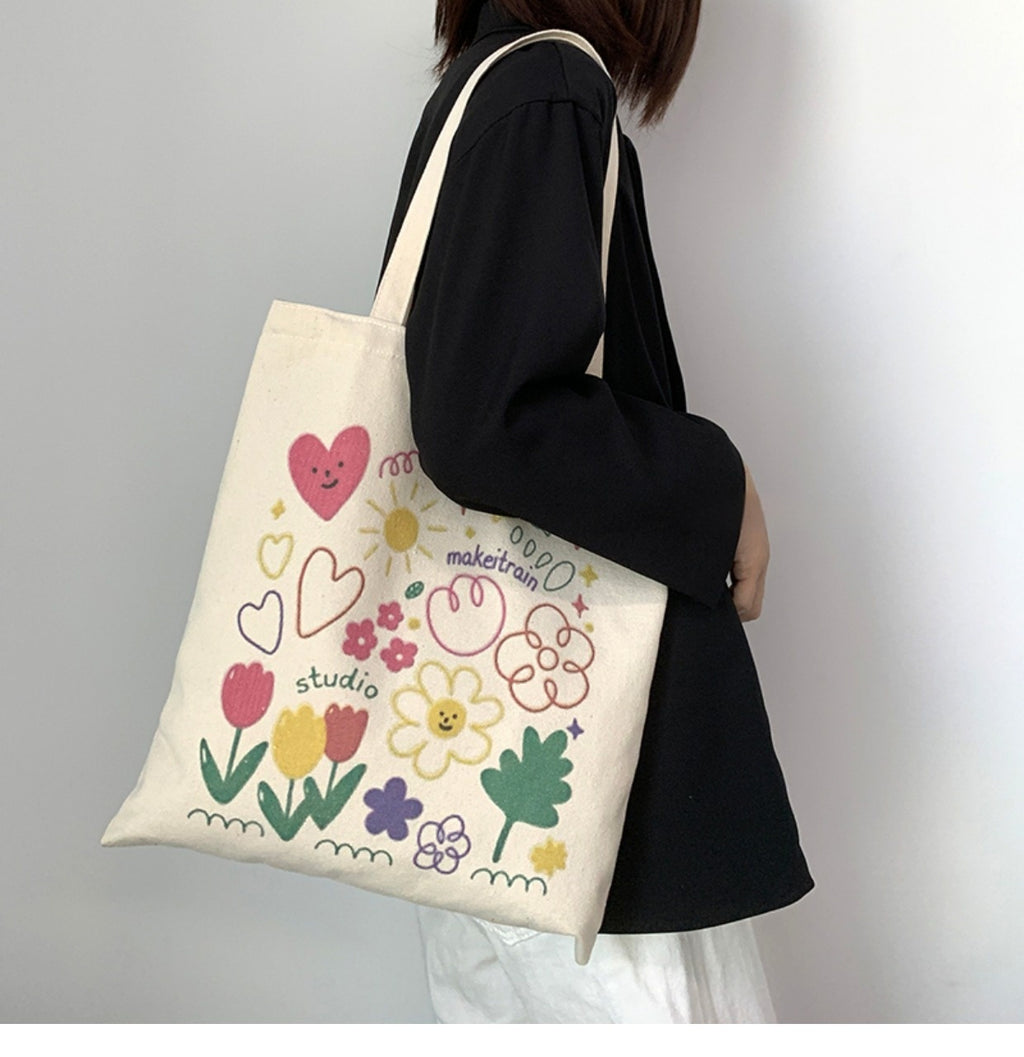 Large Capacity Portable Cute Printed Canvas Bag