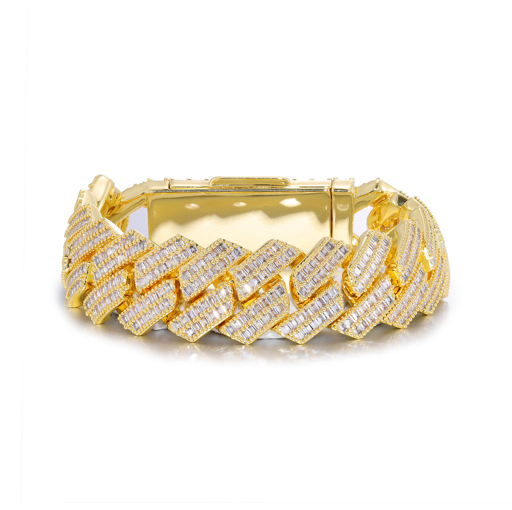Zircon Rhombic Cuban Bracelet Men