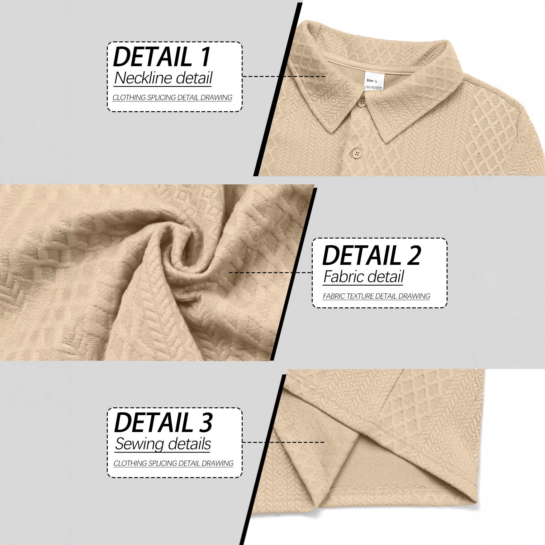 Texture Jacquard Solid Color Men's Long-sleeved Polo Shirt Lapel Loose Sweater