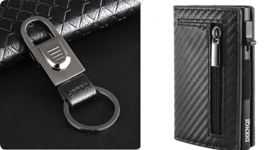 Ancient Carbon Fiber Pattern Men's Wallet Leather Multifunctional Card Holder