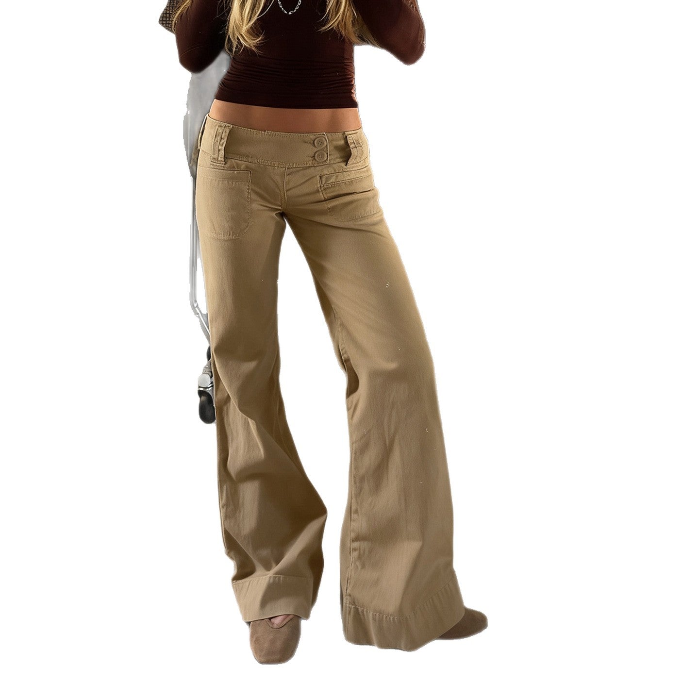 Fashionable Low-rise, Figure-flattering, Spicy-girl-style Flared Trousers
