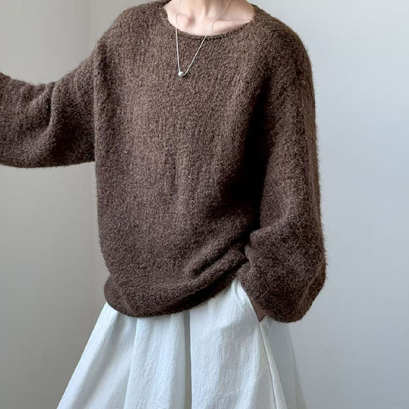 Womens Cozy Versatile Relaxed-fit Pullover Sweater