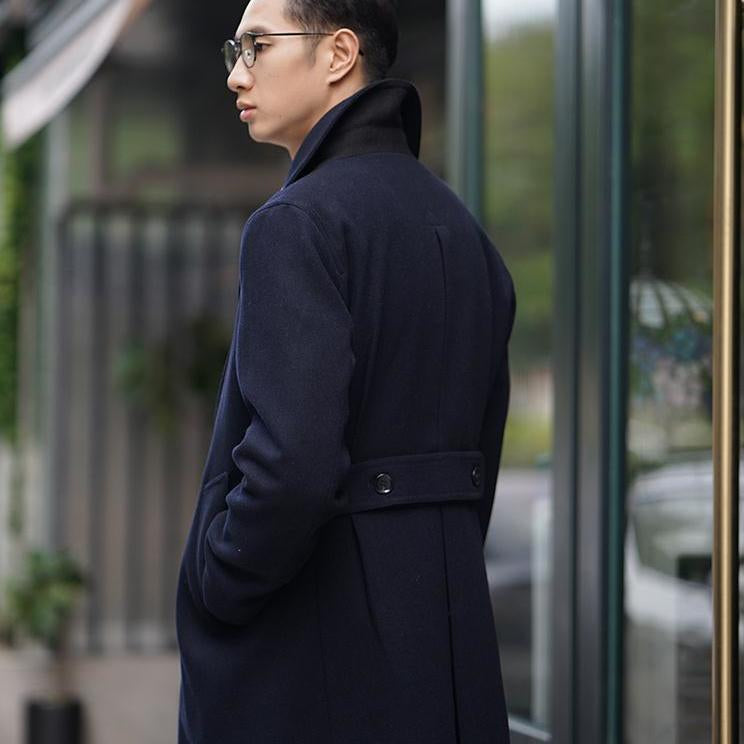 Classic Retro Nautical-style Wool Men's Slim-fit Wool Coat