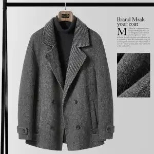 Men's Business-Style Double-Faced Wool Coat Korean-Style Wool Overcoat