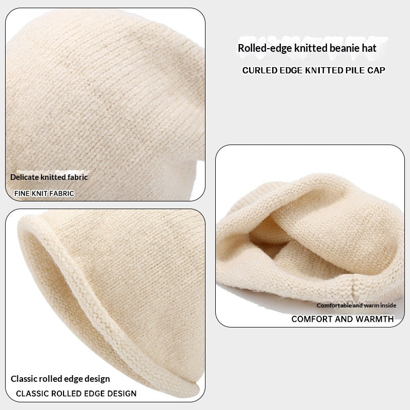 Womens Autumnwinter Beanie With Rolled Brim For Warmth