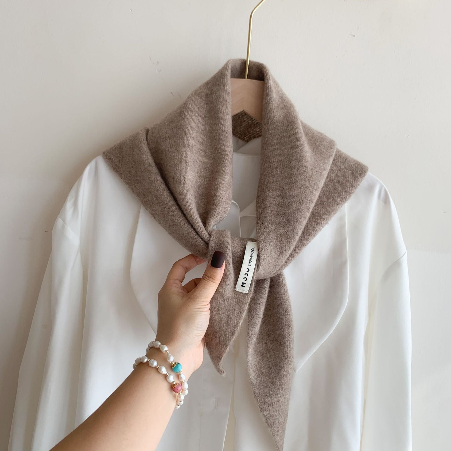 Womens Solid-Color Wool Knit Triangle Scarf Shawl For FallWinter