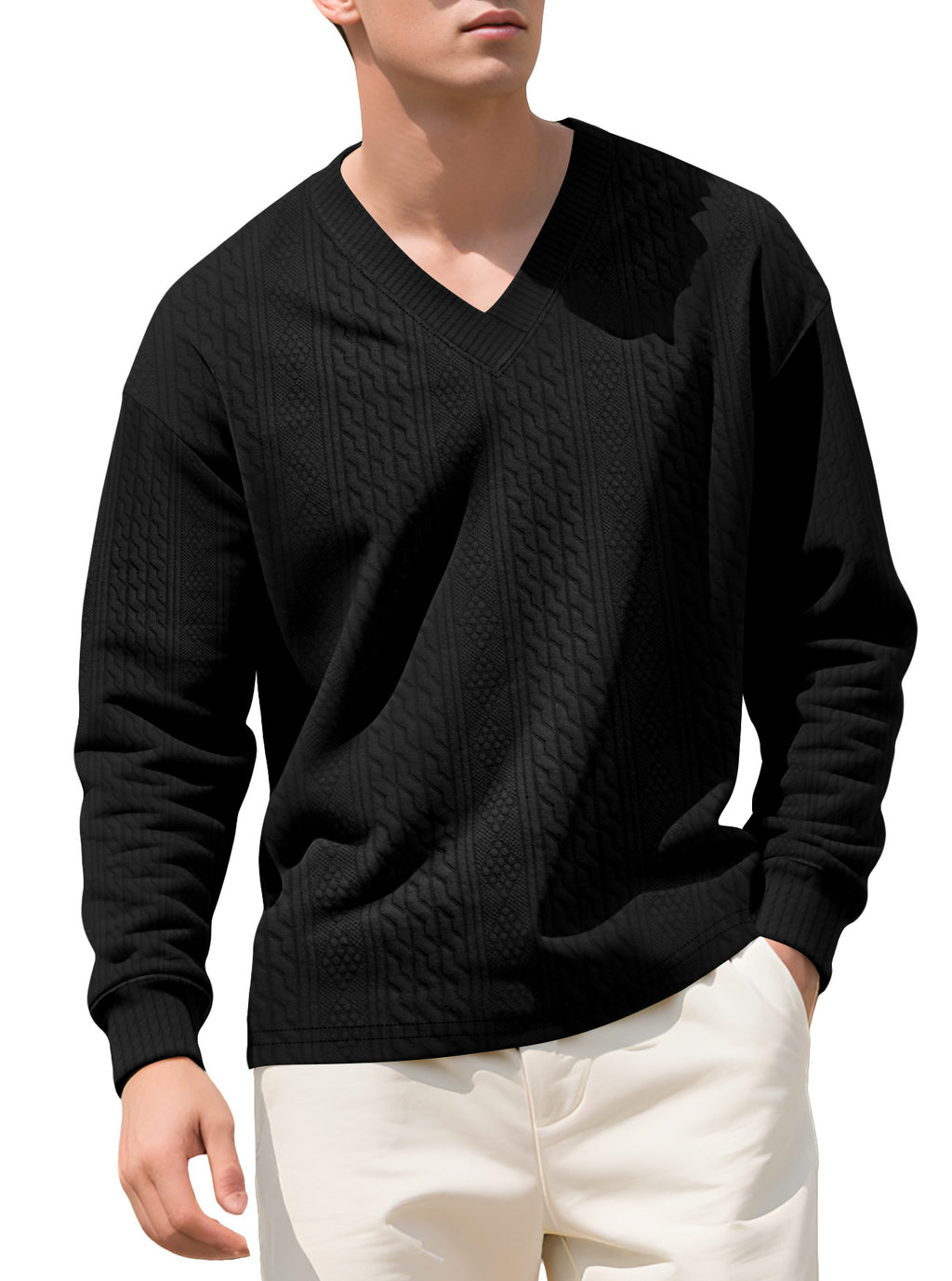 Men's Loose Long-sleeved Hoodie With Jacquard Trendy