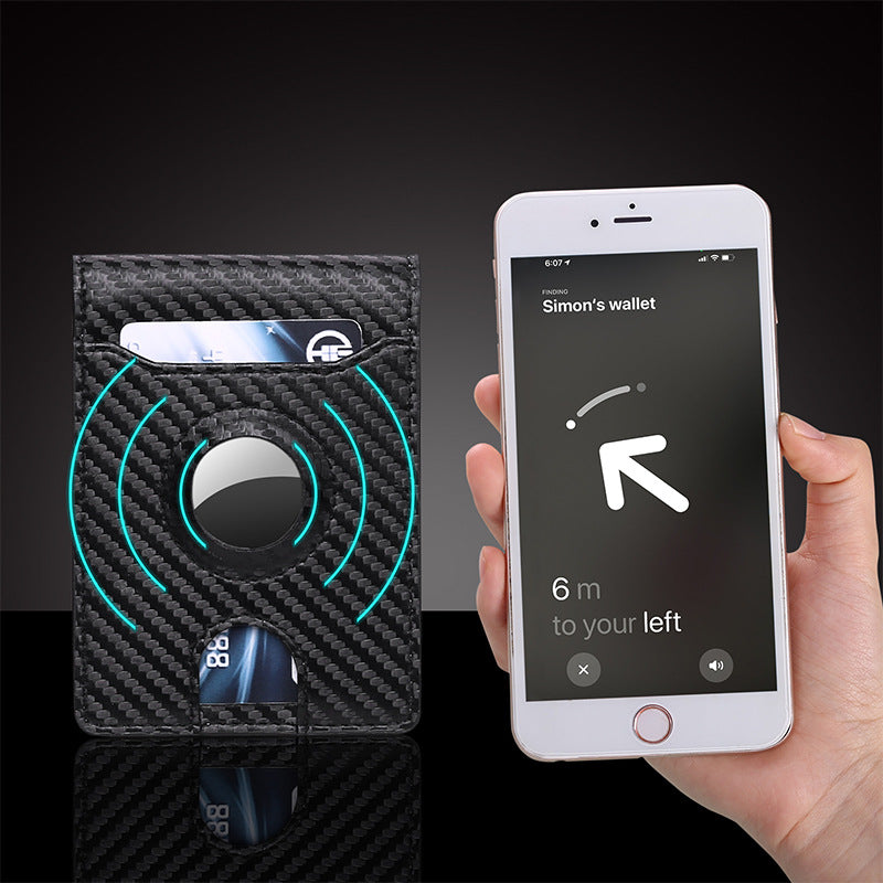 Carbon Fiber Leather Wallet Tracker Men