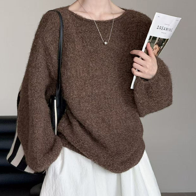 Womens Cozy Versatile Relaxed-fit Pullover Sweater
