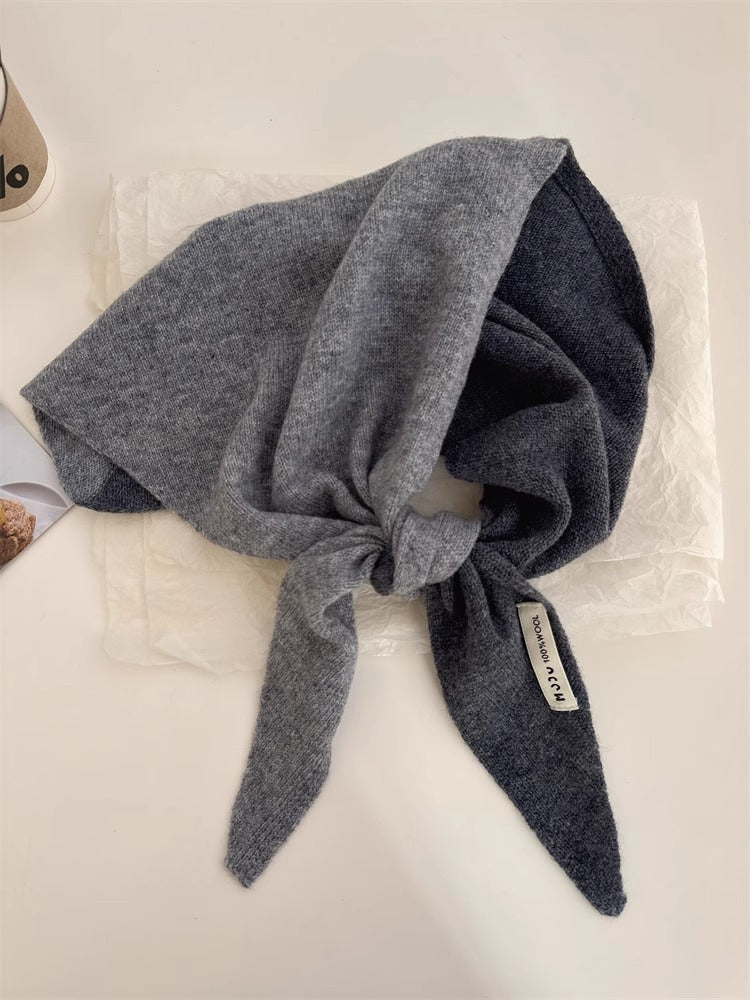 Womens Solid-Color Wool Knit Triangle Scarf Shawl For FallWinter