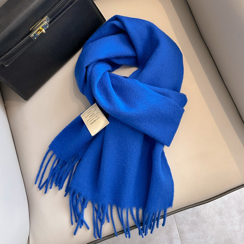 Pure Wool Students Warm-keeping All-matching Tassel Narrow Scarf Couple Wholesale
