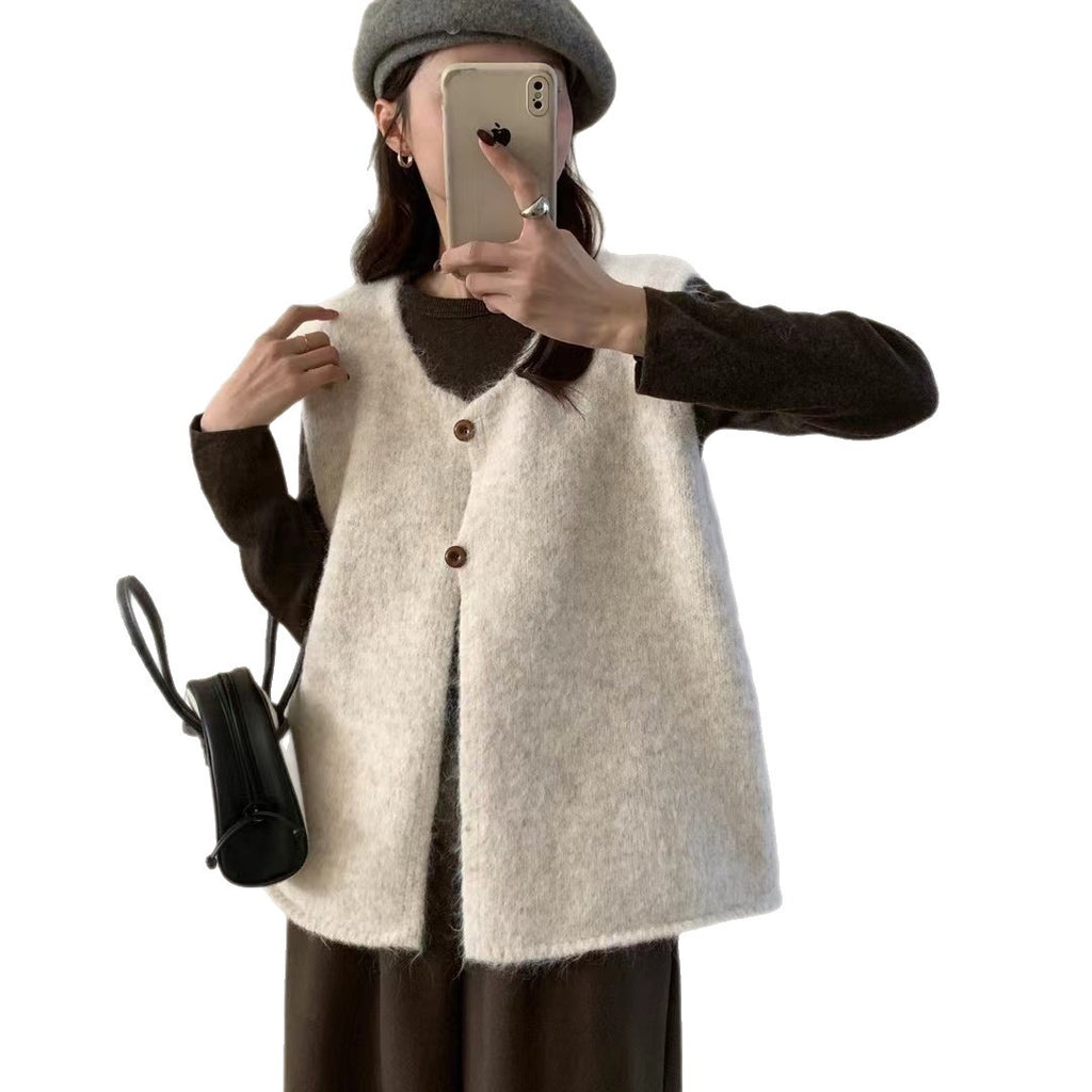 Minimalist Versatile Soft And Cozy Lazy-styled Sweater Vest Loose-fitting Layered Knit Vest