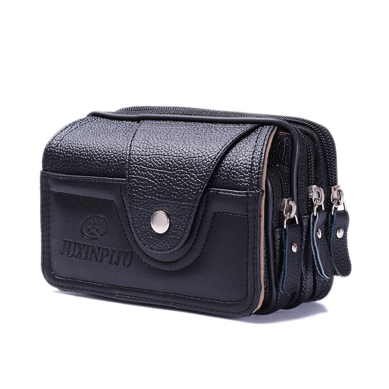 Business-style Horizontal Phone Bag With Belt Made Of PU Leather Waist Pouch
