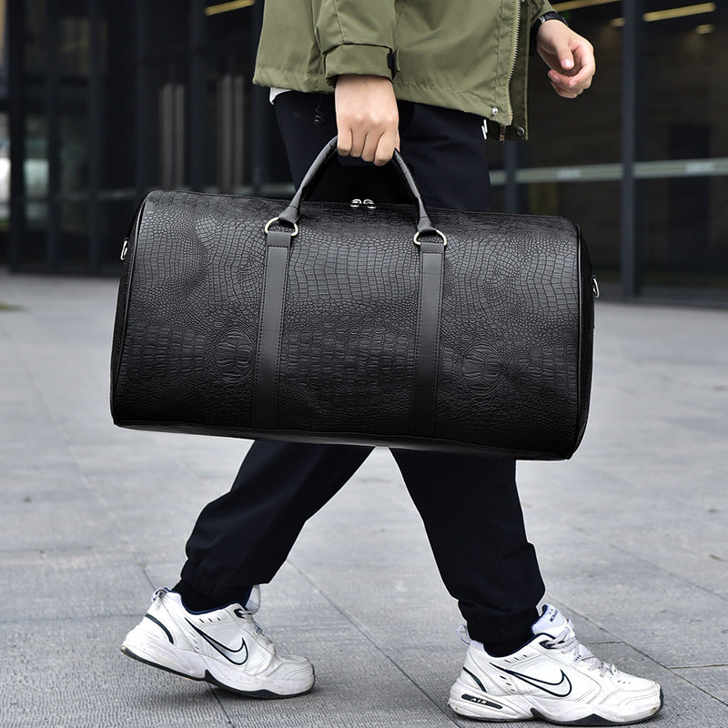 Men's Fashion Personalized Outdoor Sports Crocodile Pattern Travel Bag