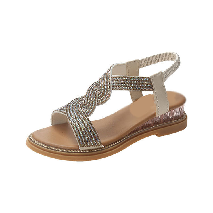 Women's Flat, Wedge-heeled, Slip-on Roman Sandals
