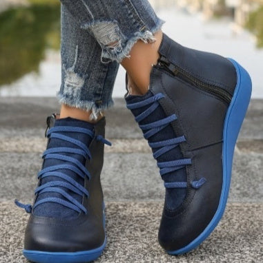 Women's Plus Size Flat Side Zipper Short Fashion Boots