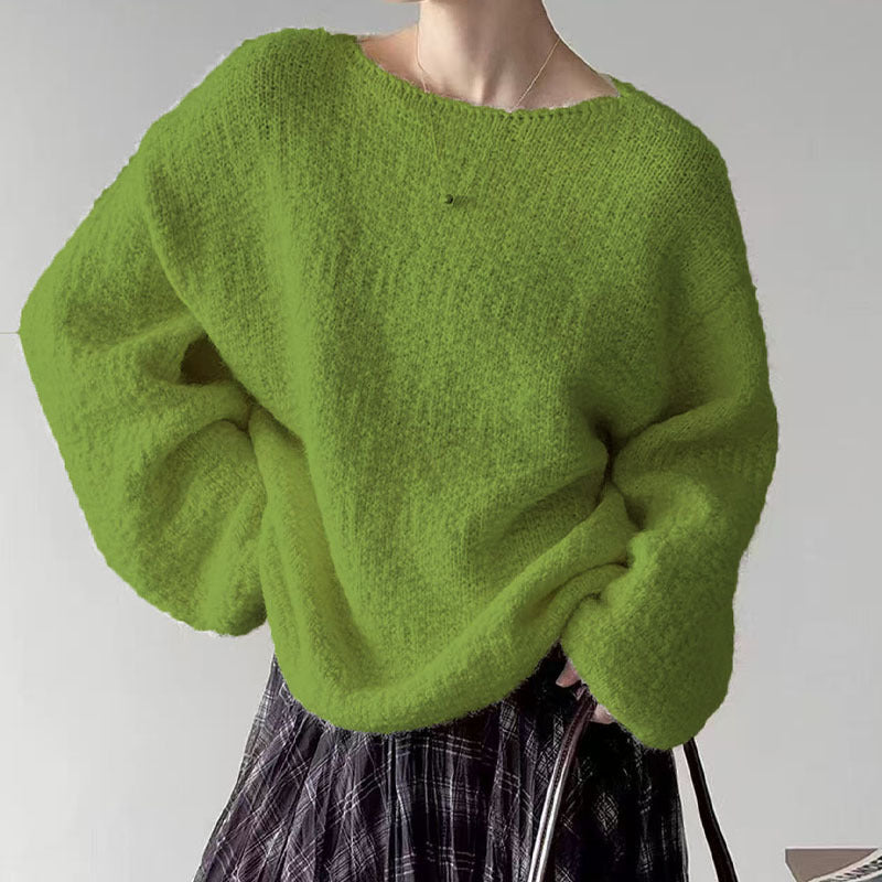 Womens Cozy Versatile Relaxed-fit Pullover Sweater