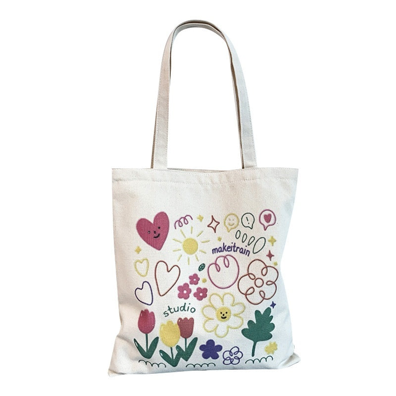 Large Capacity Portable Cute Printed Canvas Bag