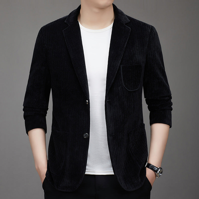 Men's Button-Front Slim-Fit Fashion Corduroy Blazer