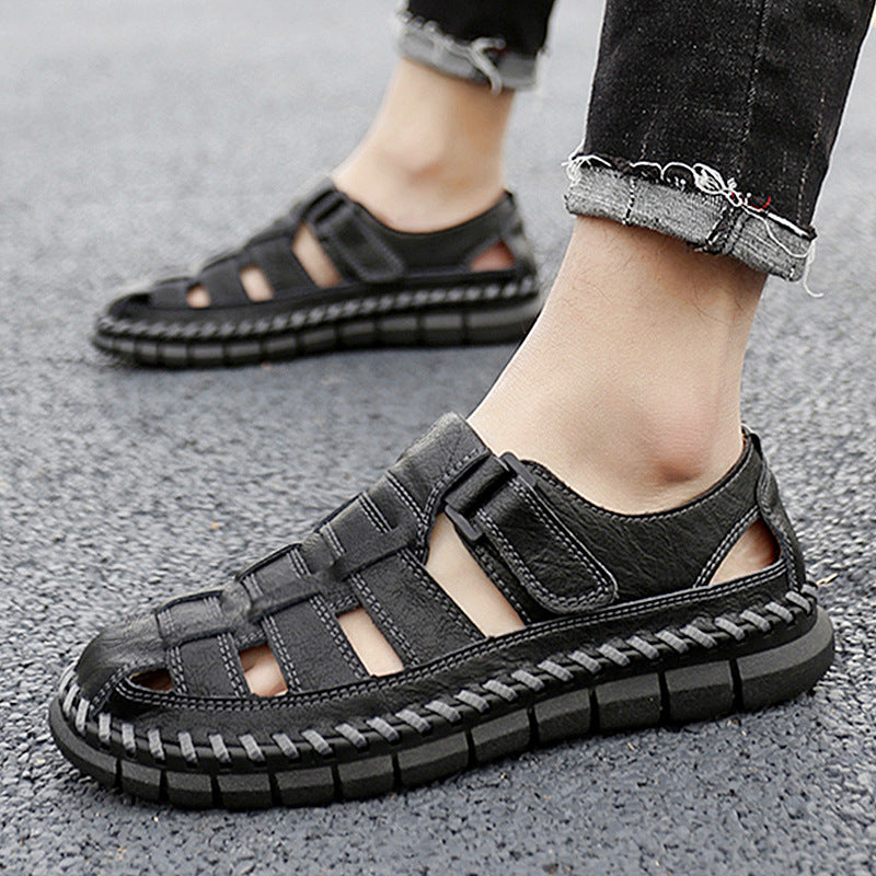 Plus Size Men's Beach Sandals Retro Hollow Out