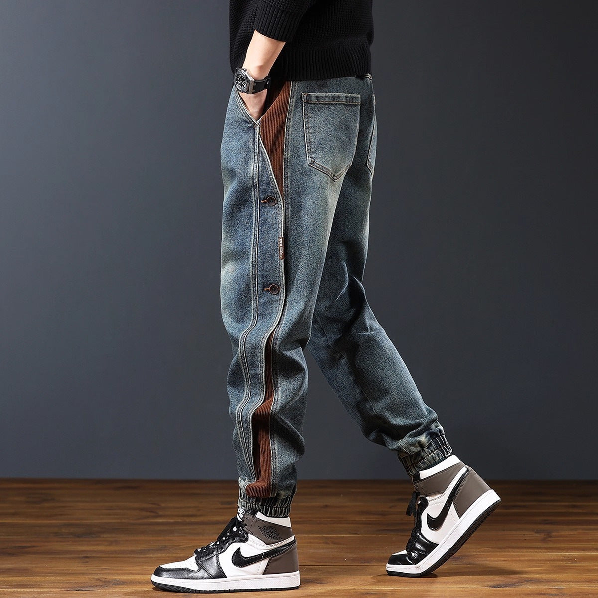 American Stitching Harlan Loose All-matching Casual Trendy Ankle Banded Pants