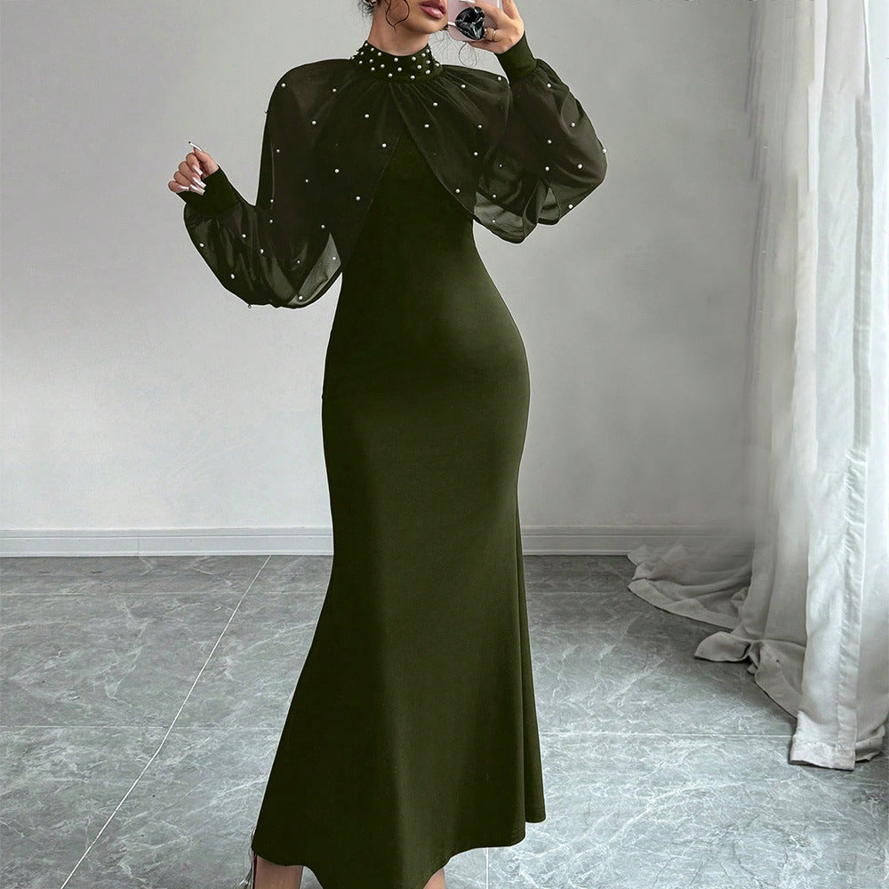 Womens Solid-Color Fashionable Patchwork Bodycon Dress