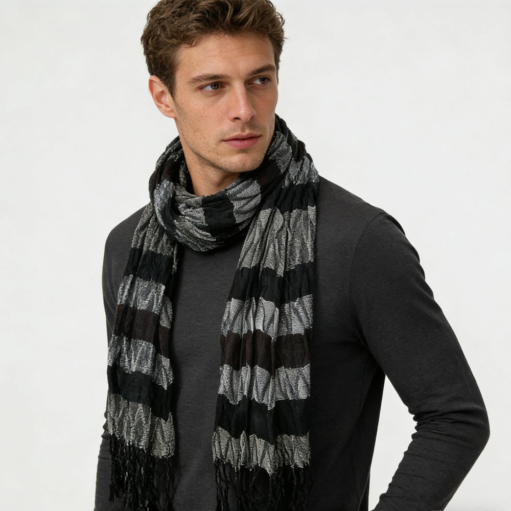 Unique Texture Jacquard Pattern,Warm Beige Neutrals Scarf,Versatile Everyday Scarf ,Pairs With All Casual Outfits,Office Appropriate Subtlety For Women Men