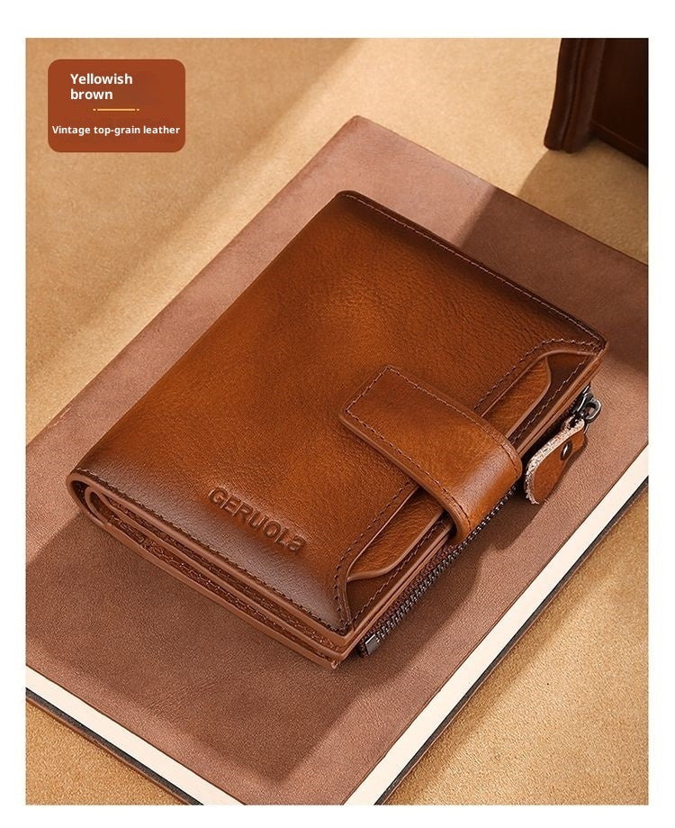 Men's Short Large Capacity Multiple Card Slots Multifunctional Zipper Small Wallet