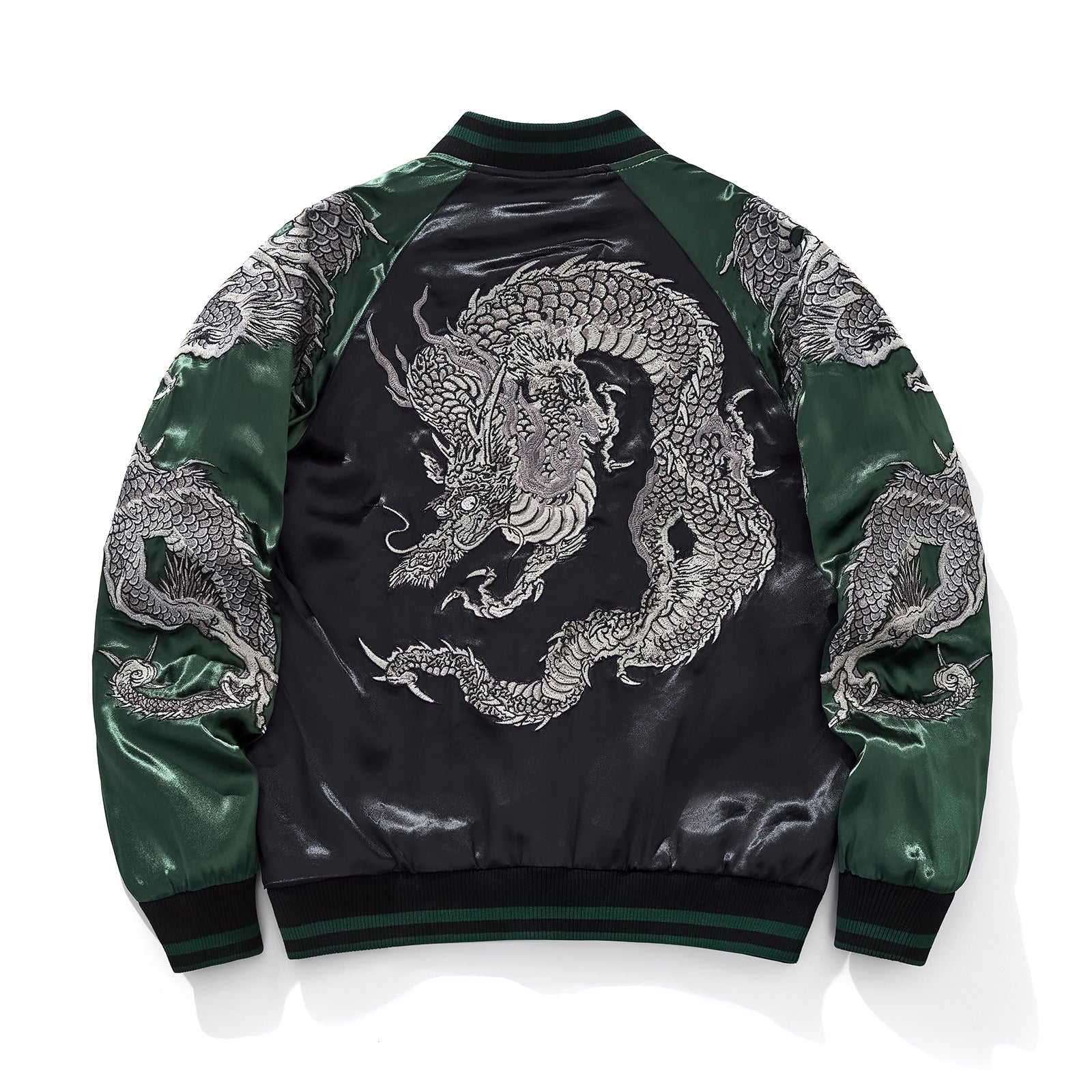 Heavy Duty Fashionably Casual Embroidered Flying Dragon Baseball Jacket